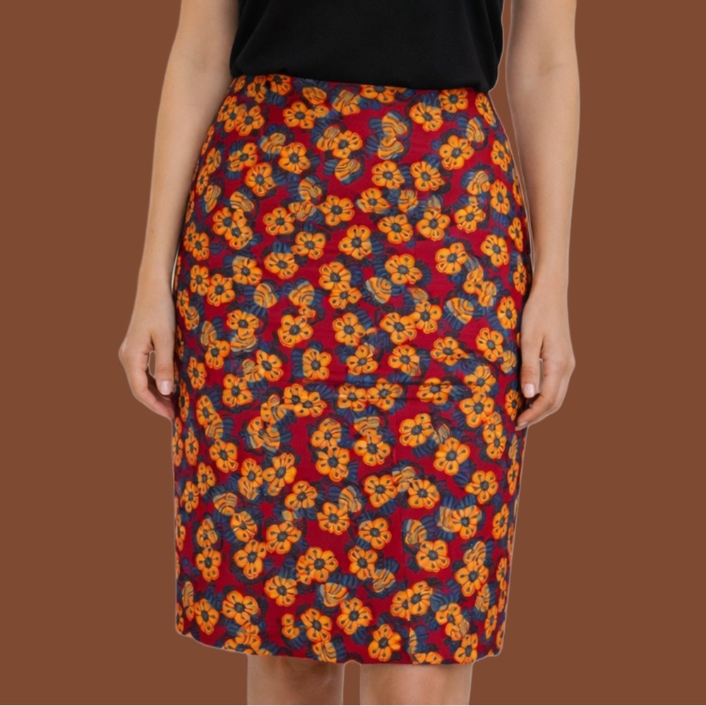 LulaRoe CASSIE Floral Red and Orange Skirt